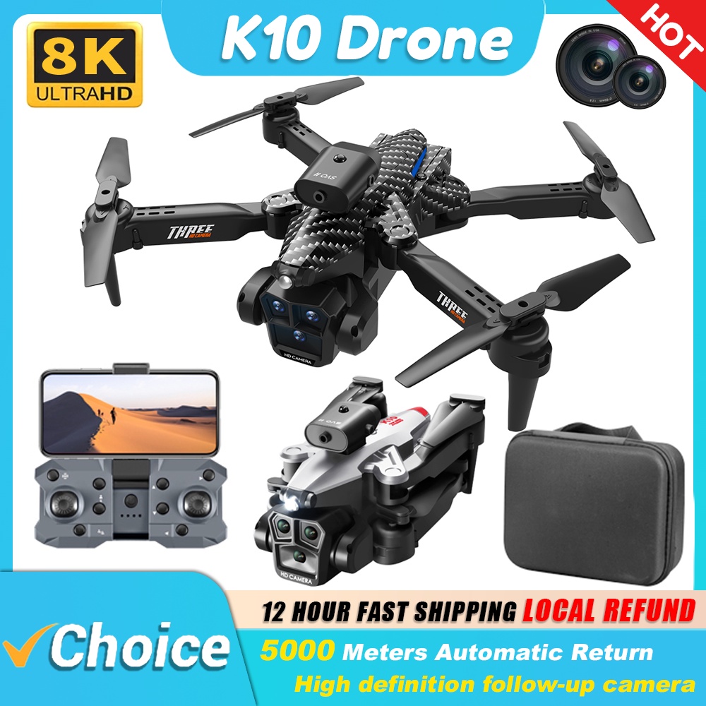 Kbdfa New K10 Max Professional Aerial Photography Three Camera Hd Drone Wide Angle Obstacle