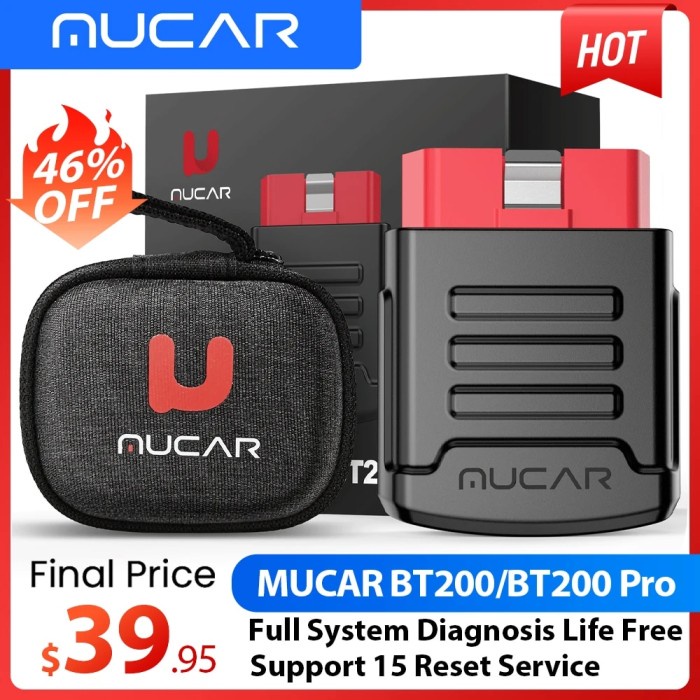 MUCAR BT200/BT200 Pro OBD2 Bluetooth Diagnostic Tool Full System