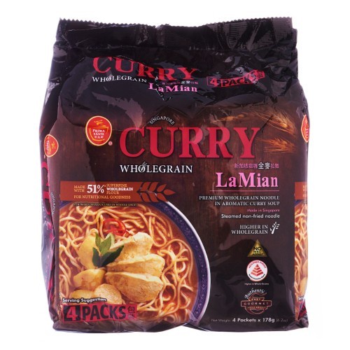

Mie Prima Taste Singapore Curry Lamian La Mian Wholegrain 4X178 Gram