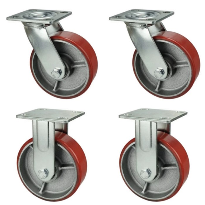 

Roda Caster Troli Pu Merah 6 Inch Taiwan Heavy Duty Set (Mati & Hidup)