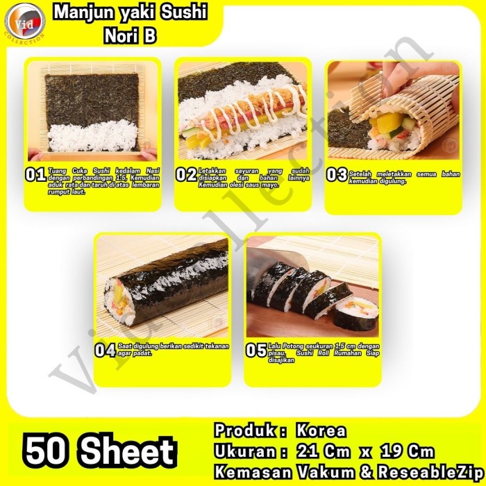 

Manjun Yaki Sushi Nori Rumput Laut Roasted Seaweed 50 Lembar