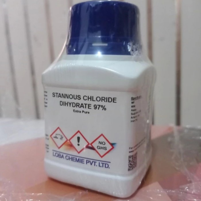 Tin II Chloride / Timah II Klorida / Stannous Chloride / SnCl2 Brand Lobachemie Ecer 10 G