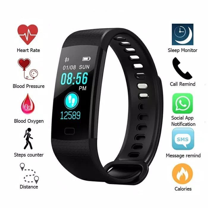 (BestSeller) Smartwatch mi Y5 smart band jam pintar blood pressure, sport band