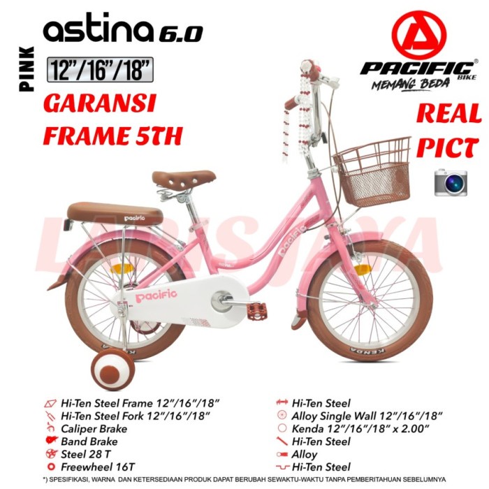 SEPEDA ANAK PEREMPUAN MINI 16 PACIFIC ASTINA 6.0 SEPEDA MINI KERANJANG PACIFIC Kode 1338