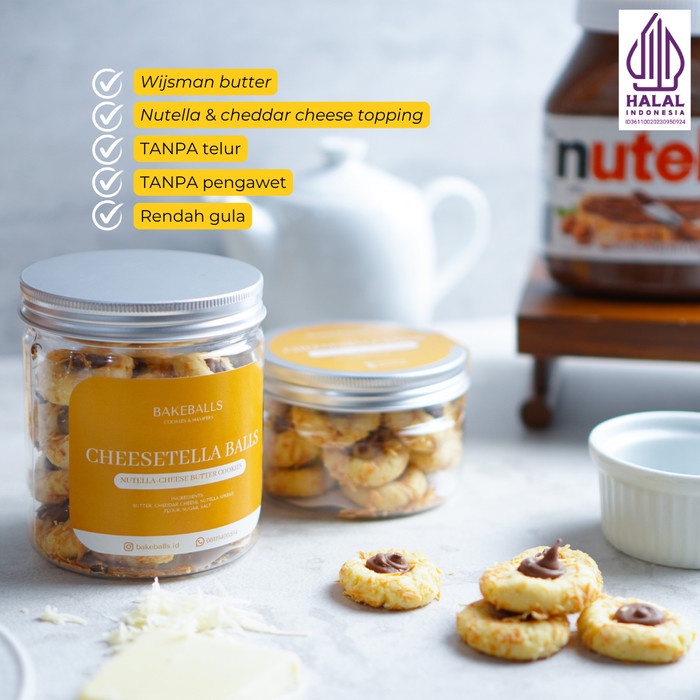 

Cheesetella Nutella Cheese Butter Cookies Kukis Nutella Keju Halal, TANPA Telur