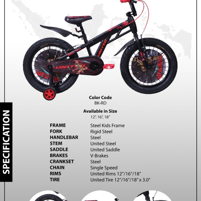 Sepeda BMX Anak United Vigour 12/16/18 Kode 370