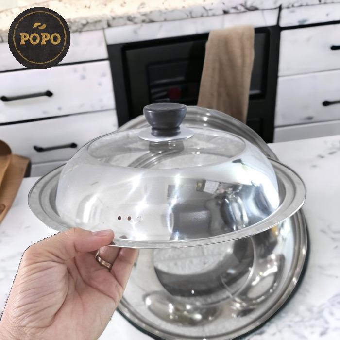Tutup Wajan Stainless Kaca Kuali Panci Wok Baskom Penutup Kukusan