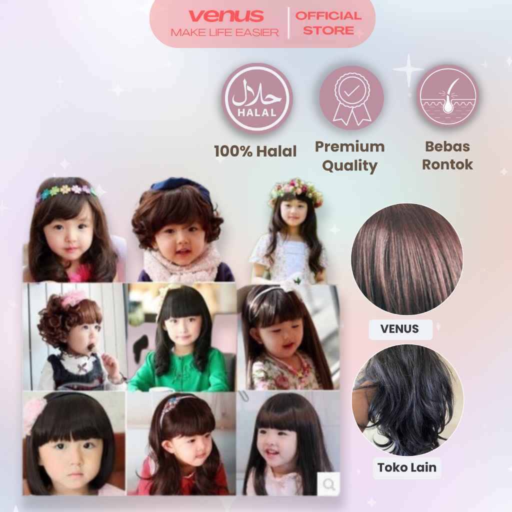 - VENUSJKT - Wig Rambut TEBAL Palsu Anak Perempuan / Wig Anak Panjang Pendek Bergelombang /
