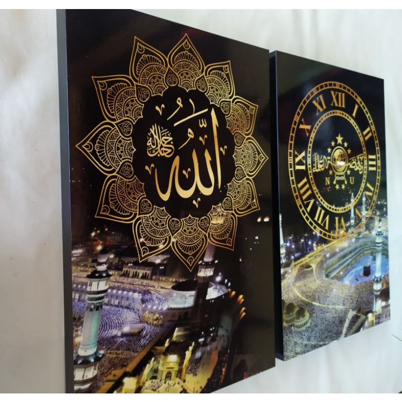 JANGAN LEWATKAN Jam custom kaligrafi foto masjidil haram mekah 1 set ukuran besar