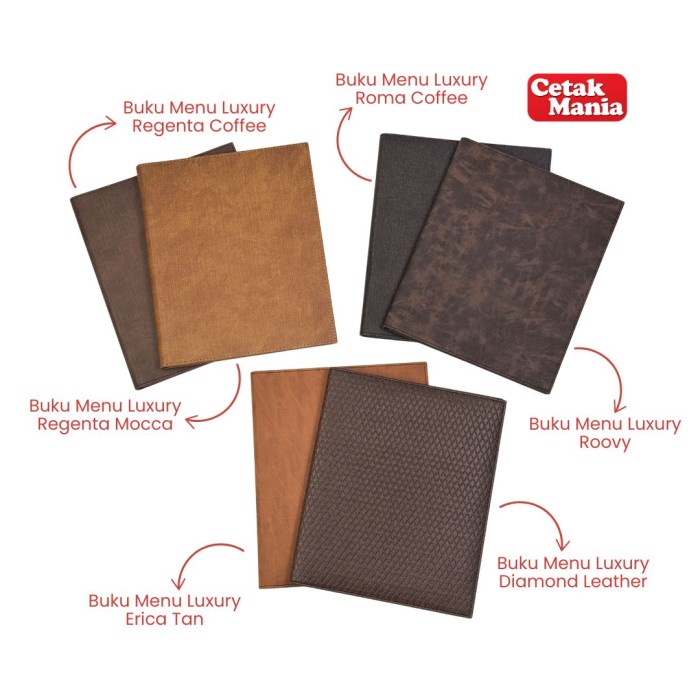 Cetak Mania - Buku Menu Kulit Luxury Jepit Baut Isi Plastik Mika A4 - Cafe, Coffee Shop, Restoran,