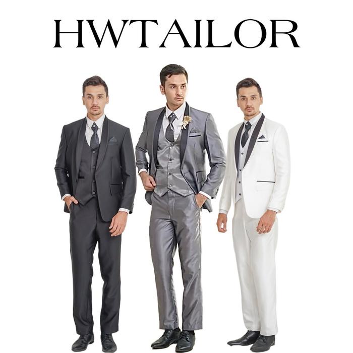 HWTAILOR JAS FULL SET SEMIWOOL GLOSY PENGANTIN Casual Blazer Pria Celana