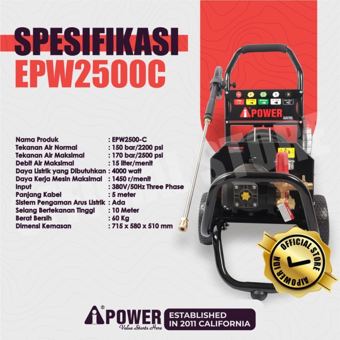 AIPOWER HIGH PRESSURE JET CLEANER EPW 2500 C MESIN CUCI 262BAR EPW2500