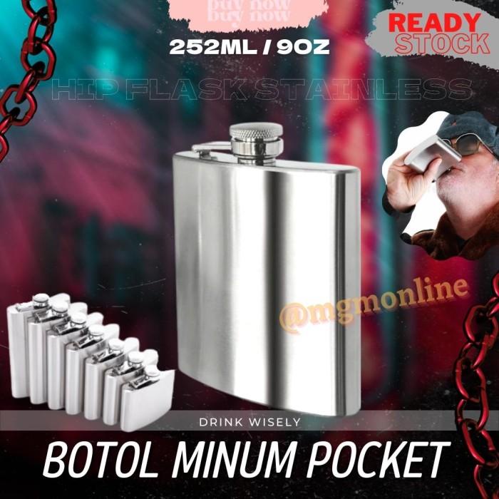 Mari- Botol pocket Stainless 252ml Hip Flask 8oz liquor botol minuman keras