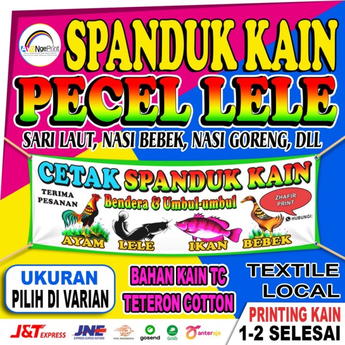 Cetak Spanduk Kain Pecel Lele Sari Laut - Bahan Kain Tc Lokal