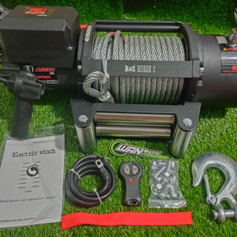 winch 20,000lbs kapasitas 10ton Sling baja Winch XT BLACK H tali derek mobil offroad 12v 24v