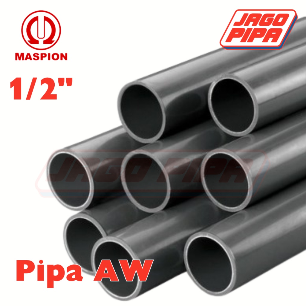 Maspion Abu Pipa AW 1/2 Inch PVC Air Bersih Paralon 4 Meter 1/2" ABU