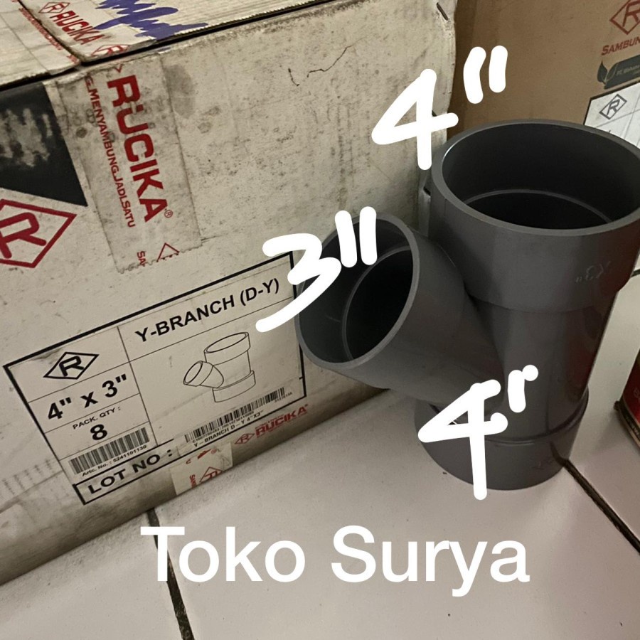 RUCIKA TEE Y 4" x 3" 45 derajat TEE Y 45 derajat 4" x 3" Fitting / Sambungan Pipa PVC Rucika Tee Y