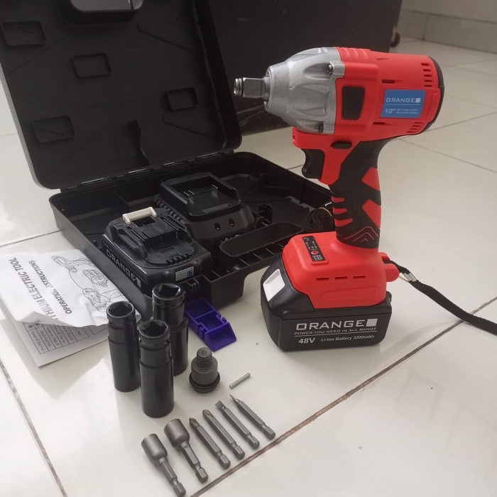 BRUSHLESS IMPACT WRENCH ORANGE 1/2" 48V CORDLESS MESIN BOR BAUT BATERAI MAKITA LXT