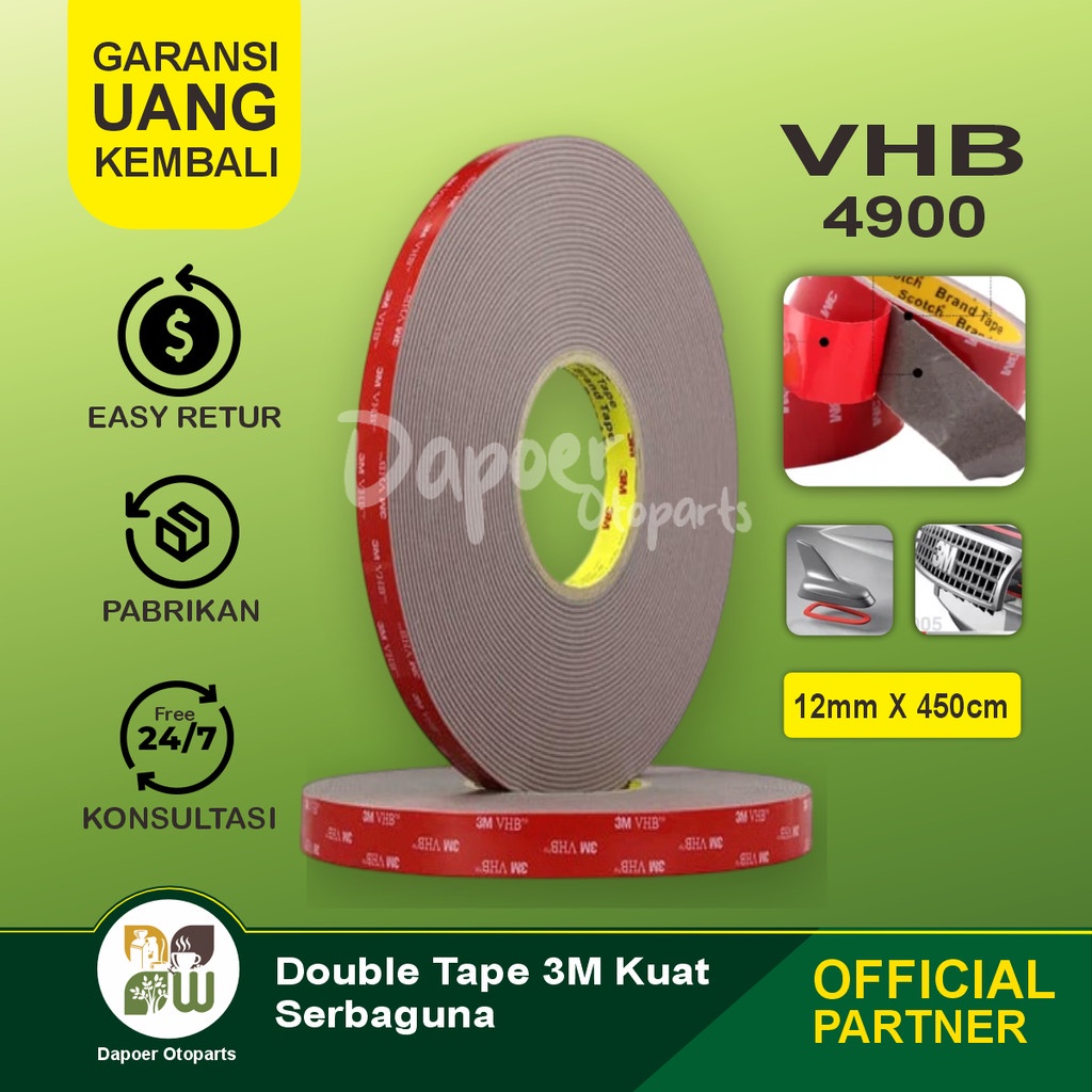 

Double Tape 3M VHB 4900 Size 12mm 450cm Lem Dobel Perekat Automotive