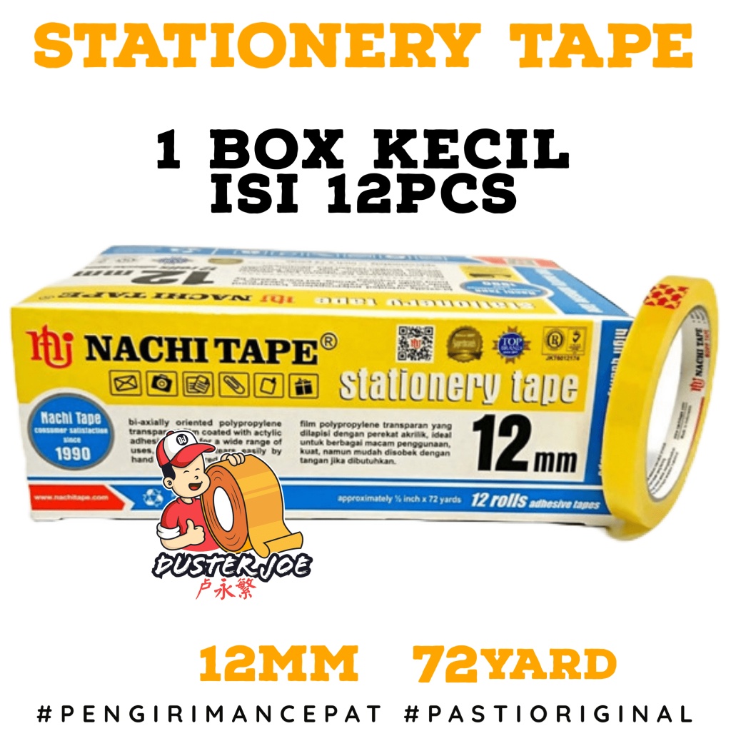 

Isolasi Stationery Nachi 1/2 inch 12mm 72Y Selotip-1 PACK ( isi 12)