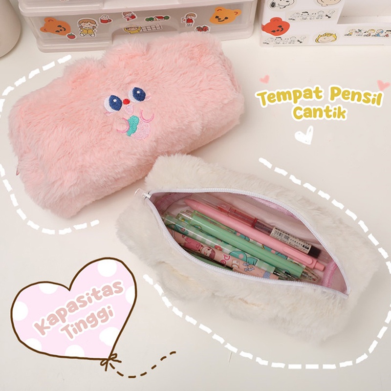 

Tempat Pensil Bulu Soft Cute/ Tas Pensil Kosmetik/ Pouch Makeup Kecil Beruang Lucu