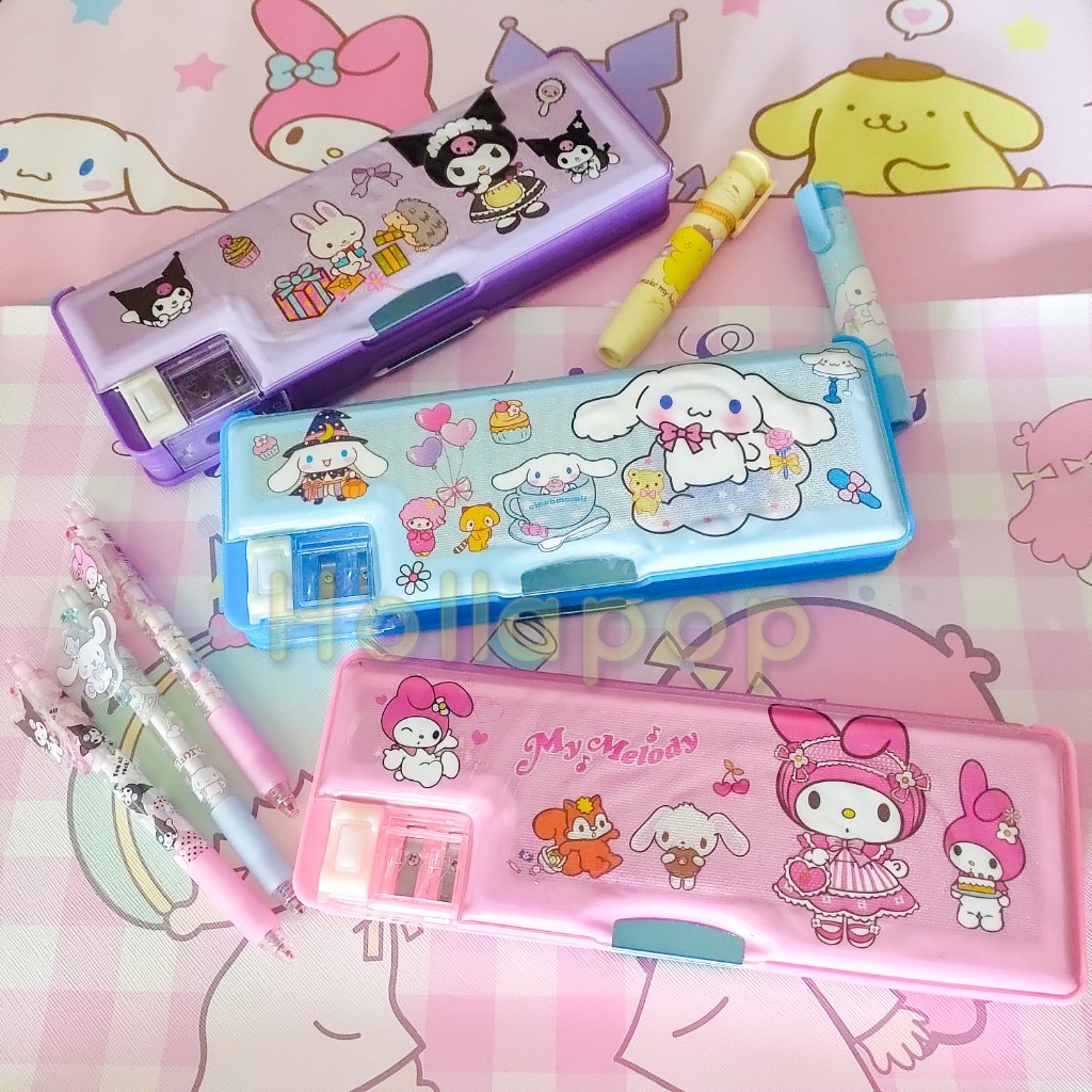 

Tempat pensil pencet My Melody Kuromi Cinamoroll Hello Kitty Pompompurin Twin Stars Hop