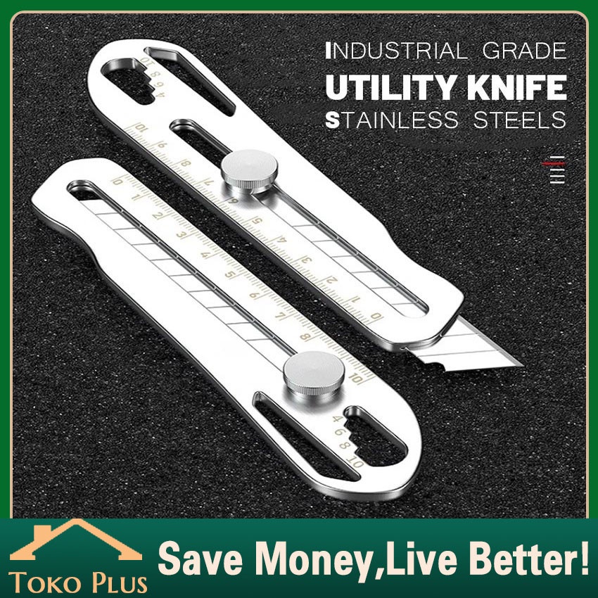 

3in1 Pisau Cutter Stainless Multifungsi Cutter Pisau 18mm Cutter Besi Stainless Besar Pisau Cutter