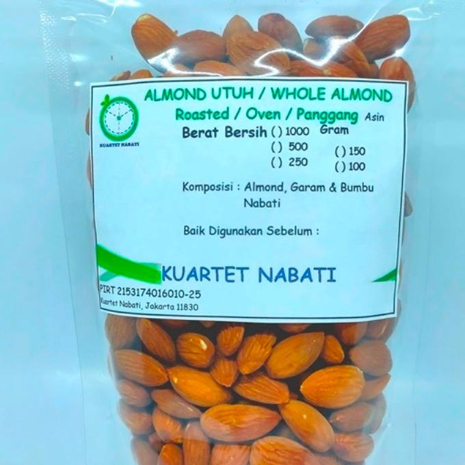 

terbaru !!! 250gr roasted almond premium asin - kacang almond panggang kupas - oven - matang - size
