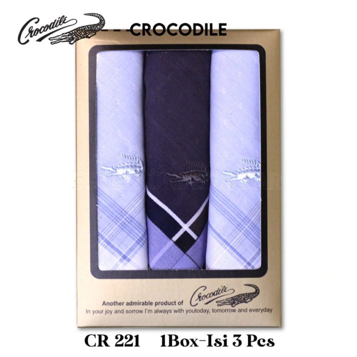 *TOP* SAPU TANGAN PRIA CROCODILE 3 IN 1
