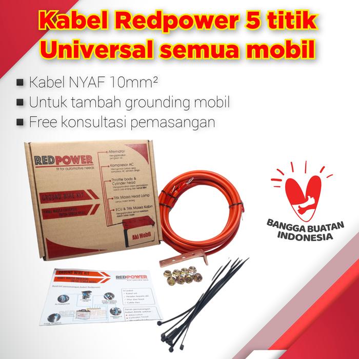 Redpower kabel grounding mobil NYAF 10mm merah 5 titik