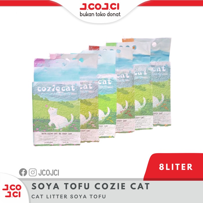 Ready Cat Litter Soya Tofu Cozie Cat 8L- Pasir Soya Tofu Cozie