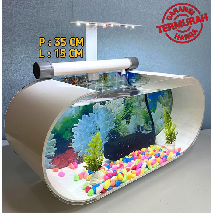 JTTOP" AKUARIUM MINI FULLSET UKURAN TERBARU LEBIH BESAR 35X15X15,5CM AKRILIK AQUARIUM AQUASCAPE FULL
