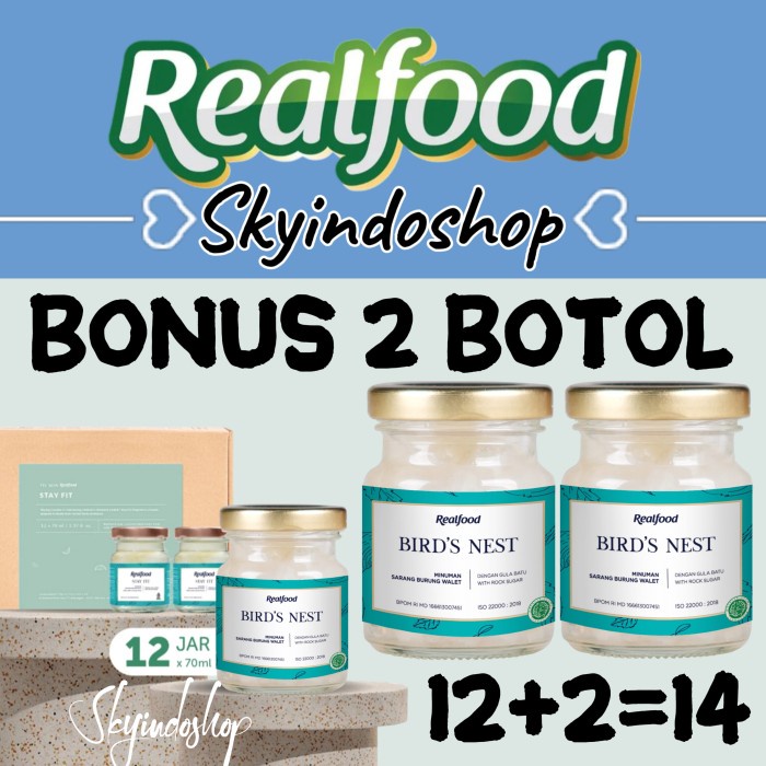 

Realfood Stay Fit ( P.12 Hari Free 2 Jar ) Minuman Sarang Burung Walet