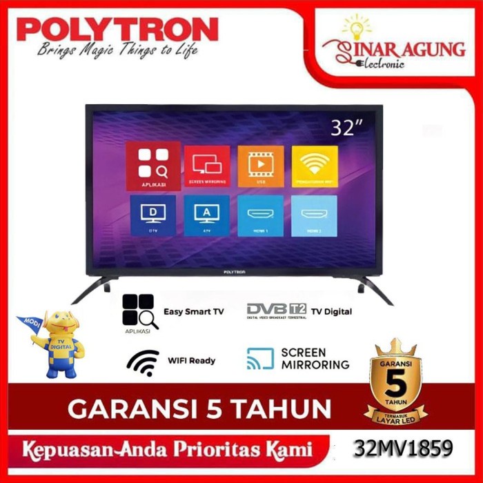 SMART LED TV POLYTRON PLD 32MV1859 / 32MV 1859 32 INCH 100% ORI