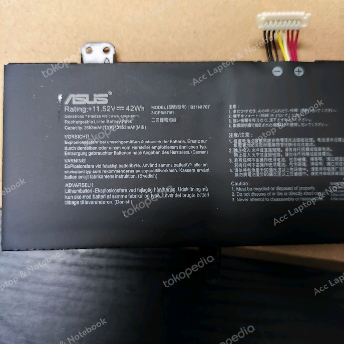 ORIGINAL BATERAI ASUS VIVOBOOK A411 A411U X411 X411U SERIES B31N1707 TERLARIS