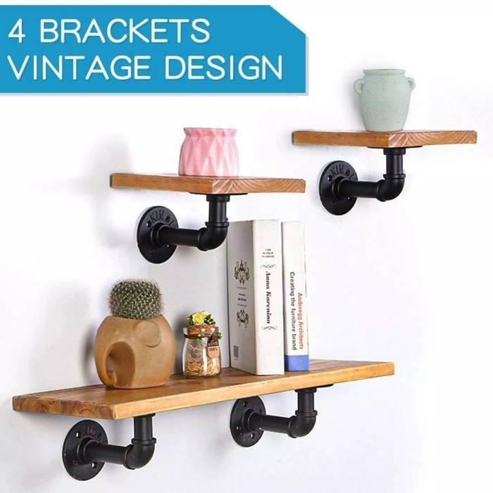 vintage pipe shelf bracket breket pipa besi industrial 1/2 inch