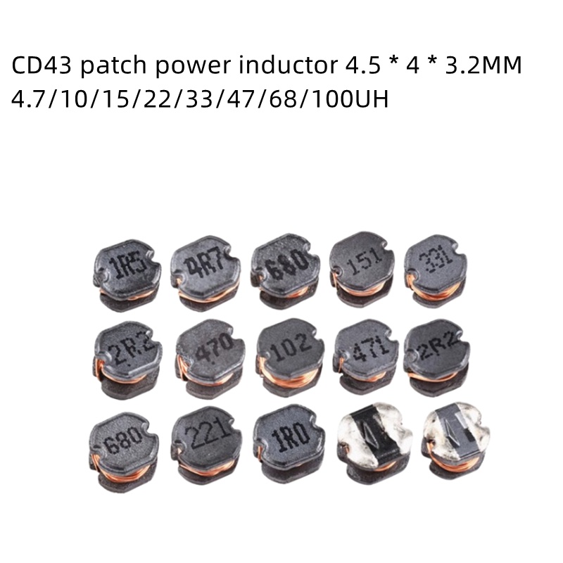 SALE 500PCS CD43 patch power inductor 4.5*4*3.2MM CD43-6.8UH(6R8) CD43-10UH(100) CD43-15UH(150) CD43