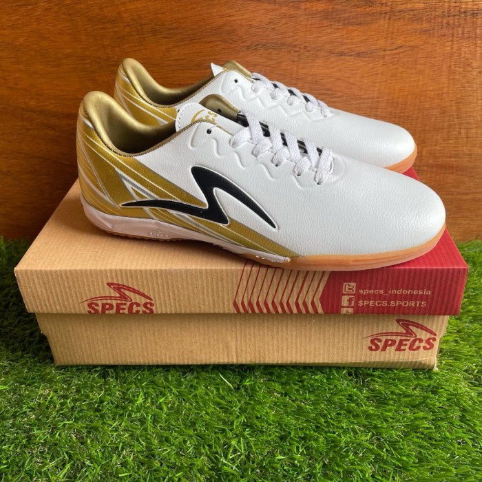 SEPATU FUTSAL SPECS LIGHTSPEED PUTIH GOLD PREMIUM GRADE ORI