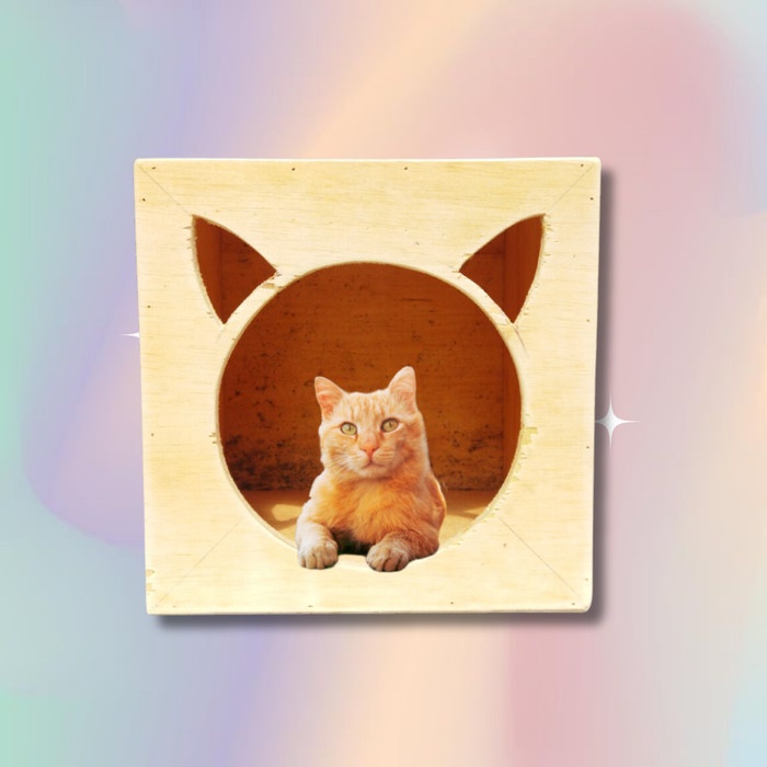 TERUJI Rumah Kucing Kayu - Kandang Hewan Lucu - Sangkar Hewan Outdoor Indoor