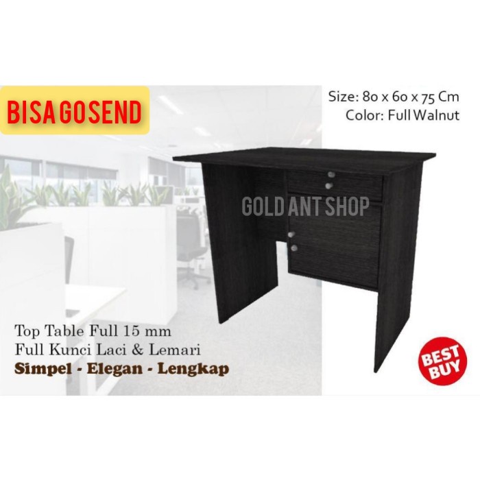 Meja Kios Kantor Kerja Kasir Belajar 80X60 Cm Full Kunci Laci Lemari