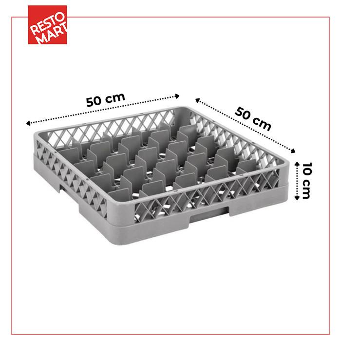 TERBAIK Rak Gelas / Keranjang Gelas 25 Lubang / 25 Compartment Glass Rack RESTOMART Plastik