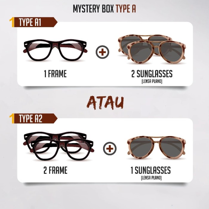 Terbaru Mystery Box Sunglasses Frame Random Pria Wanita 3Pcs Only 99K Colore.In