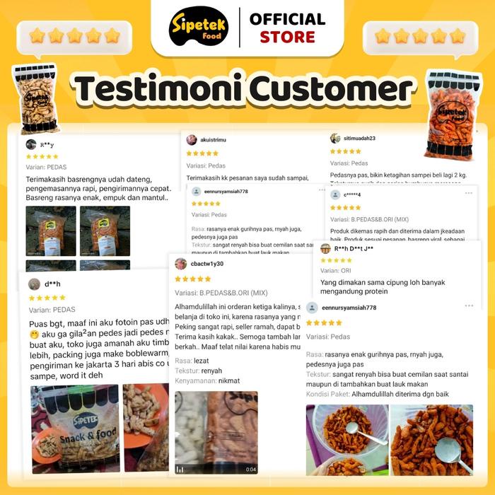 

Sipetek - [Spesial] Basreng Ikan 500gr Pedas Gurih Daun Jeruk Kriuk