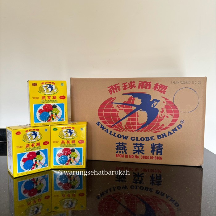 

Agar Agar Swallow Globe Brand 1x karton isi 24x dos