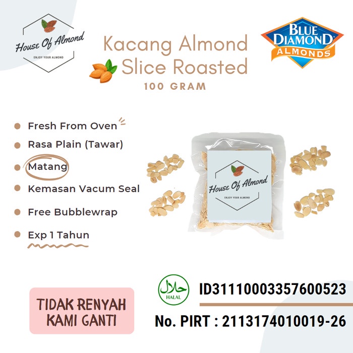 

Kacang Almond Slice Panggang 100gr (roasted oven)