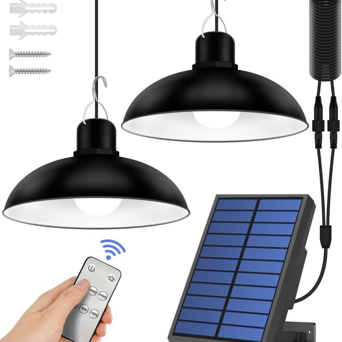 PREMIUM Lampu Gantung Solar Outdoor Waterproof Bohlam Lampu Taman Tenaga Surya