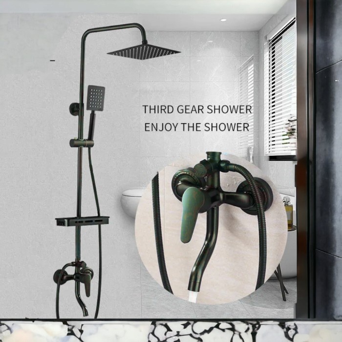 Shower tiang coulumn set panas dingin hitam black carlo fiotini