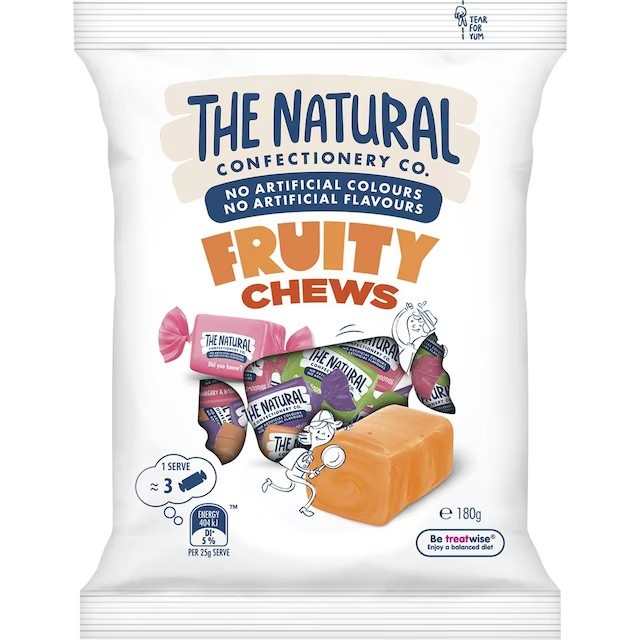 

The Natural Confectionery Co. Fruity Chews Lollies 180g Australia
