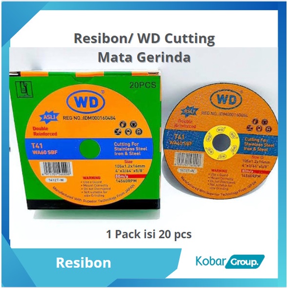Batu Mata Gerinda Potong Resibon WD 4 inch 1 pack isi 20 pcs