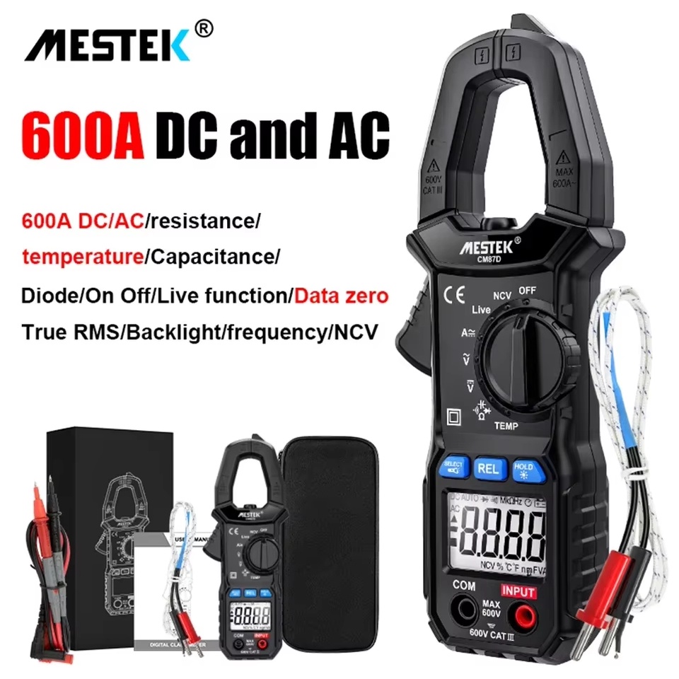 Digital Clamp Meter 600A AC DC Current Clamp Backlight NCV Voltmeter Ammeter with Data Zero Clamp Me